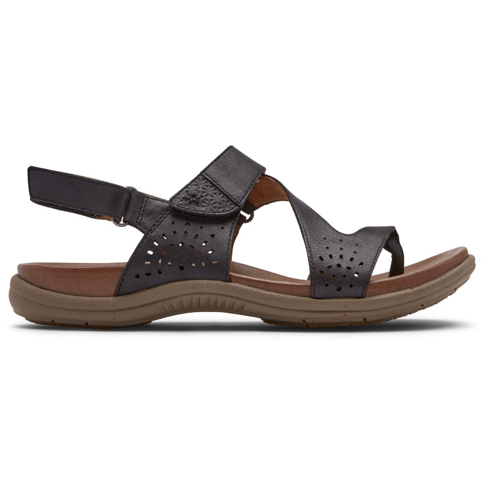 Rockport Cobb Hill Rubey Thong - Womens Sandals - Black - NZ (AIR-973258)